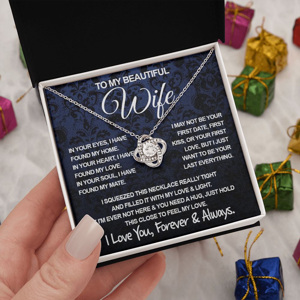To My Beautiful Wife Necklace, Soulmate Jewelry For Women, Wife Necklace From Husband, Soulmate Anniversary Gifts Necklace For Wife, Soulmate Gifts For Her, To My Future Wife Necklace Soulmate Love knot Thang