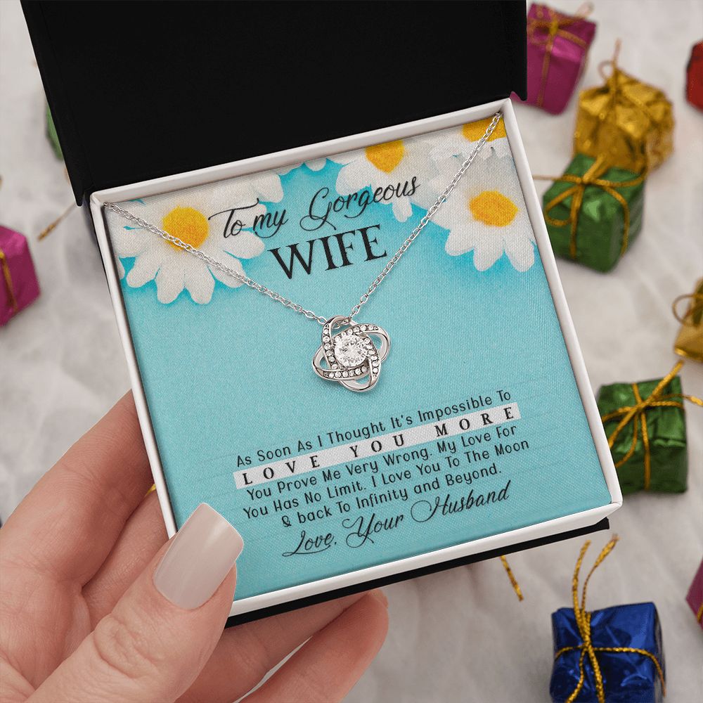 To My Gorgeous Wife Every Passing Second Gift Wife From Husband, Jewelry For Women, Jewelry For Wife, Love Knot Meaningful Necklace Message Card and Gift Box Styles on Birthday, Christmas, Anniversary Love knot Thang
