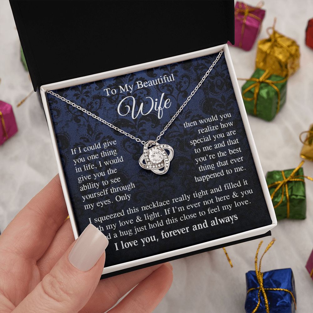Wife Necklace Gift for Her, Soulmate Jewelry, Necklace for Future Wife, Valentine Anniversary Jewelry for Wife Necklace Gifts from Husband - Soulmate Gift Necklace with Message Card and Gift Box Love knot Thang