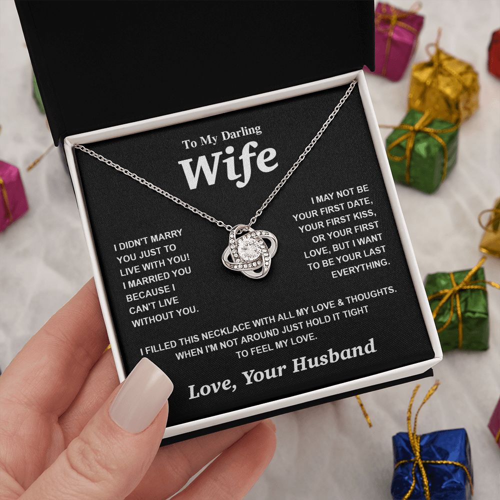 Valentine Gifts for Wife Necklace from Husband- Gifts for Wife from Husband, Valentine Gifts for Her Gifts Soulmate Message Card and Necklace Gift Box Gift Box Styles on Birthday, Wedding, Anniversary, Valentine Love knot Thang