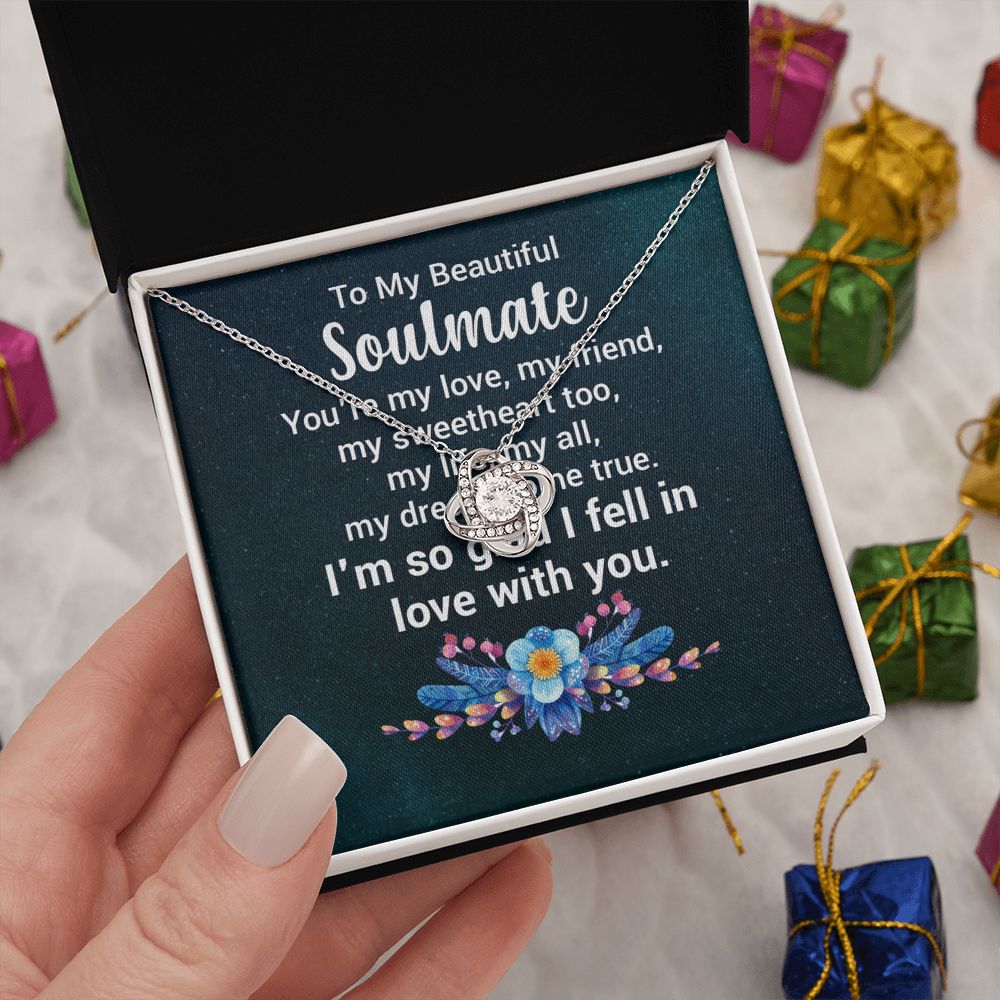 Couples Gifts, Beautiful Soulmate Necklace Gifts From Husband, Wedding Anniversary Jewelry For Wife From Husband, Wife Birthday From Husband, To My Unbiological Sister Message Card and Gift Box styles On Birthday, Christmas, Anniversary  Love knot Thang