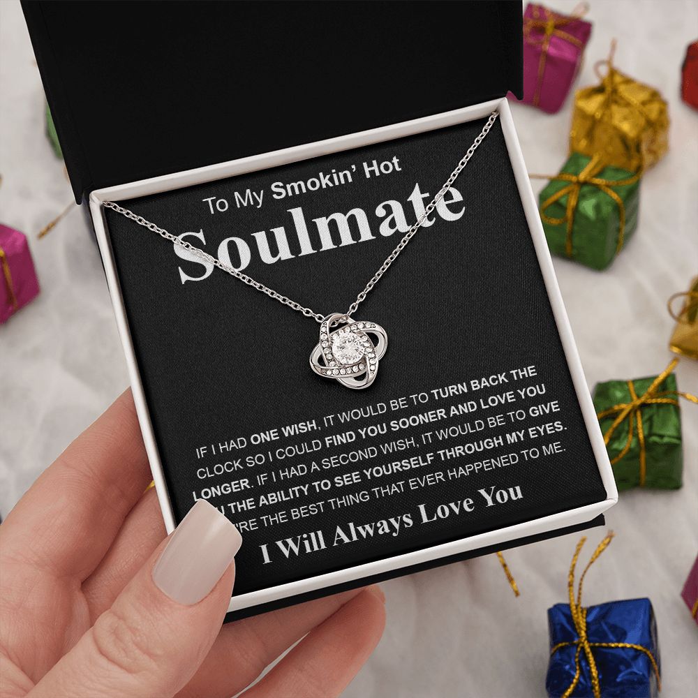 Gifts For Soulmate Birthday Gifts From Husband Necklace Valentines Day, Necklace for Future Soulmate, Valentine Anniversary Jewelry for Wife Necklace Gifts from Husband - Soulmate Gift Necklace with Message Card and Gift Box Love knot Thang