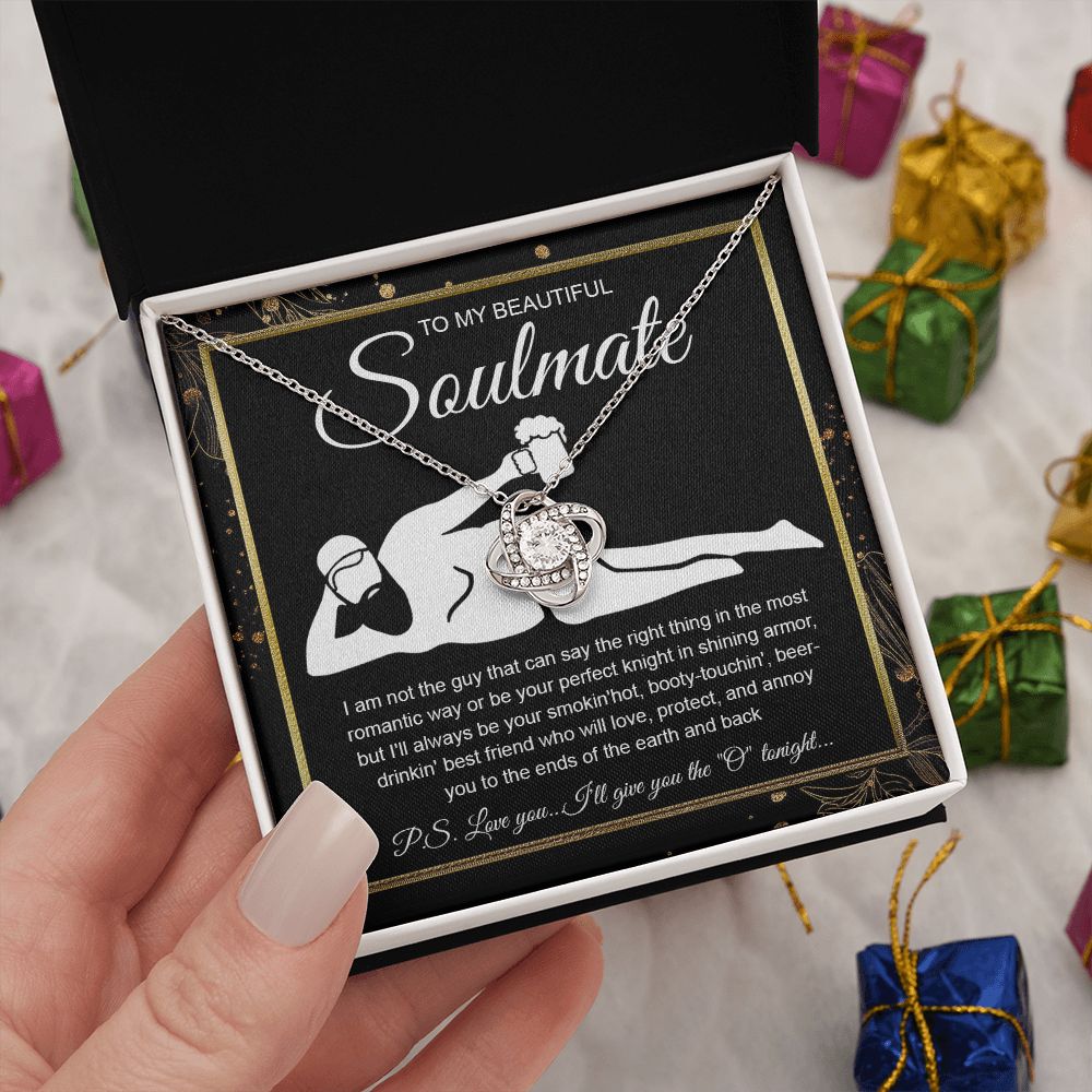 To My Beautiful Soulmate Necklace For Women, Funny Gifts For Girlfriend,Valentine Christmas Presents For Girlfriend, Best Birthday Meaningful Gift Ideas For Wife, Women Romantic Jewelry For Her Wedding Message Card and Gift Box Styles Love knot Thang
