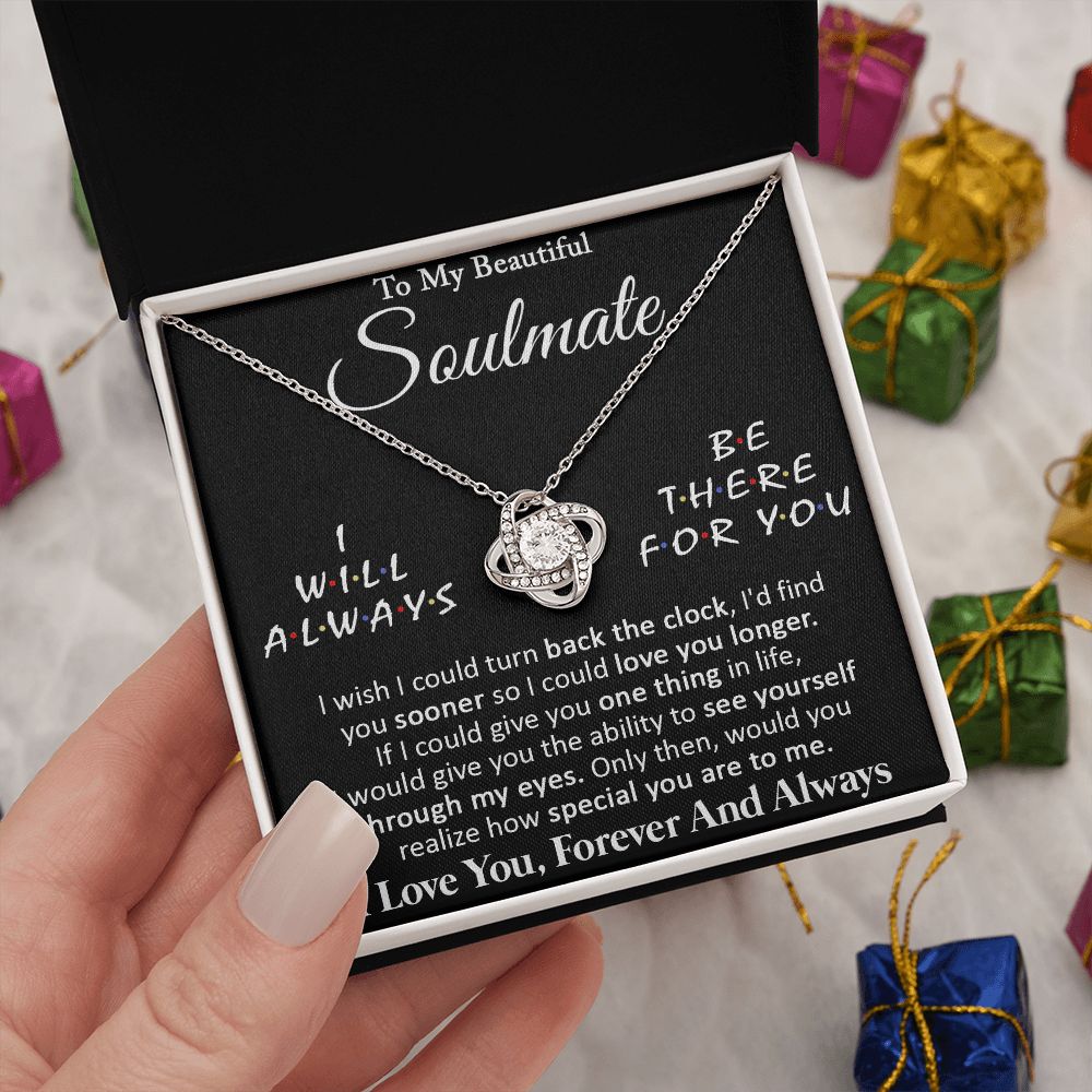 Couples Gifts, To My Beautiful Soulmate Necklace Gifts From Husband, Wedding Anniversary For Wife From Husband, To My Beautiful Wife, Necklace Custom Name Message Card and Gift Box Styles on Birthday, Christmas, Wedding, Anniversary Love knot Thang