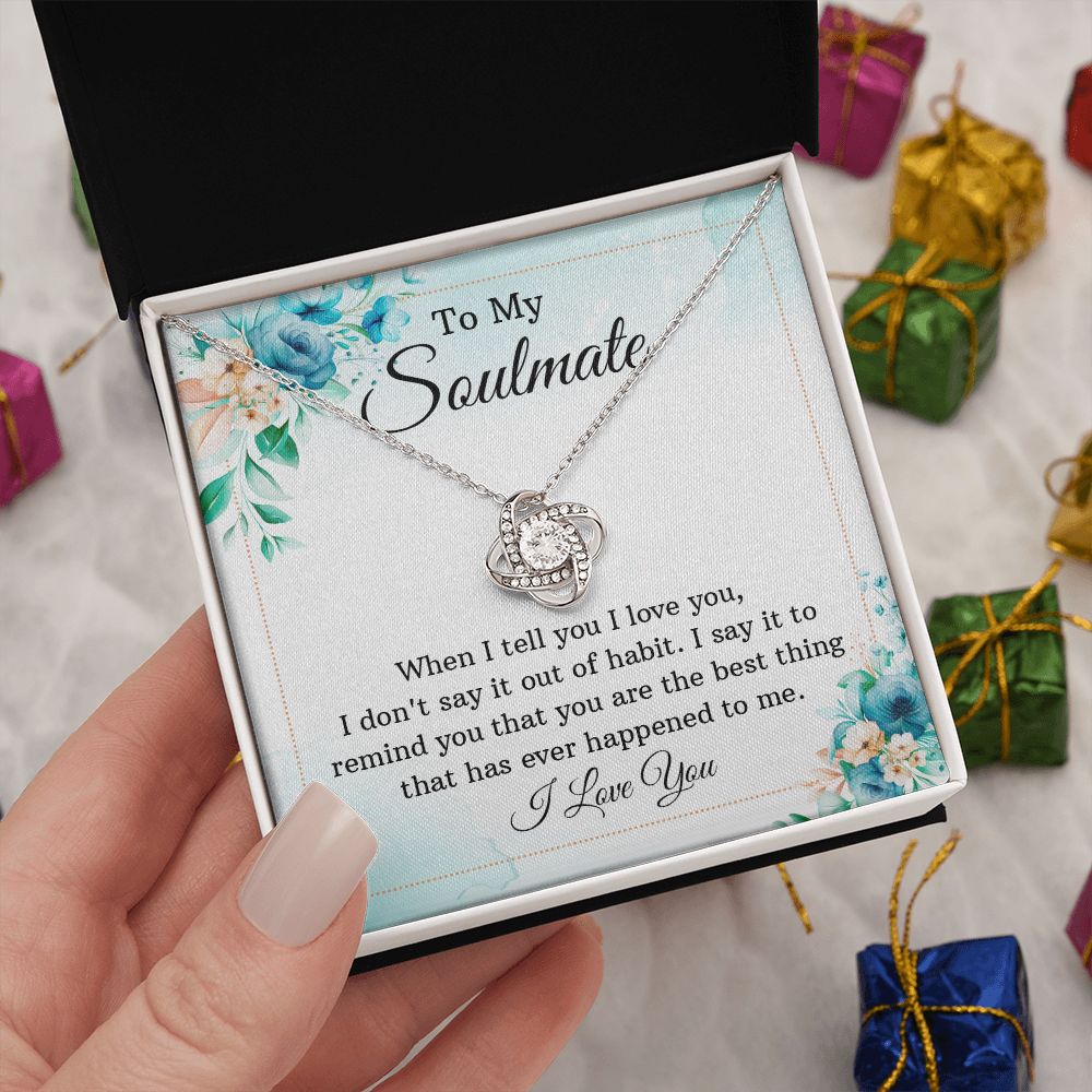 To My Soulmate, To My Wife Necklace, Wife Necklace, Wife Gift, WIfe Gift From Husband, Happy Anniversary, Meaningful Necklace Message Card and Gift Box Styles on Birthday, Christmas, Anniversary Love knot Thang