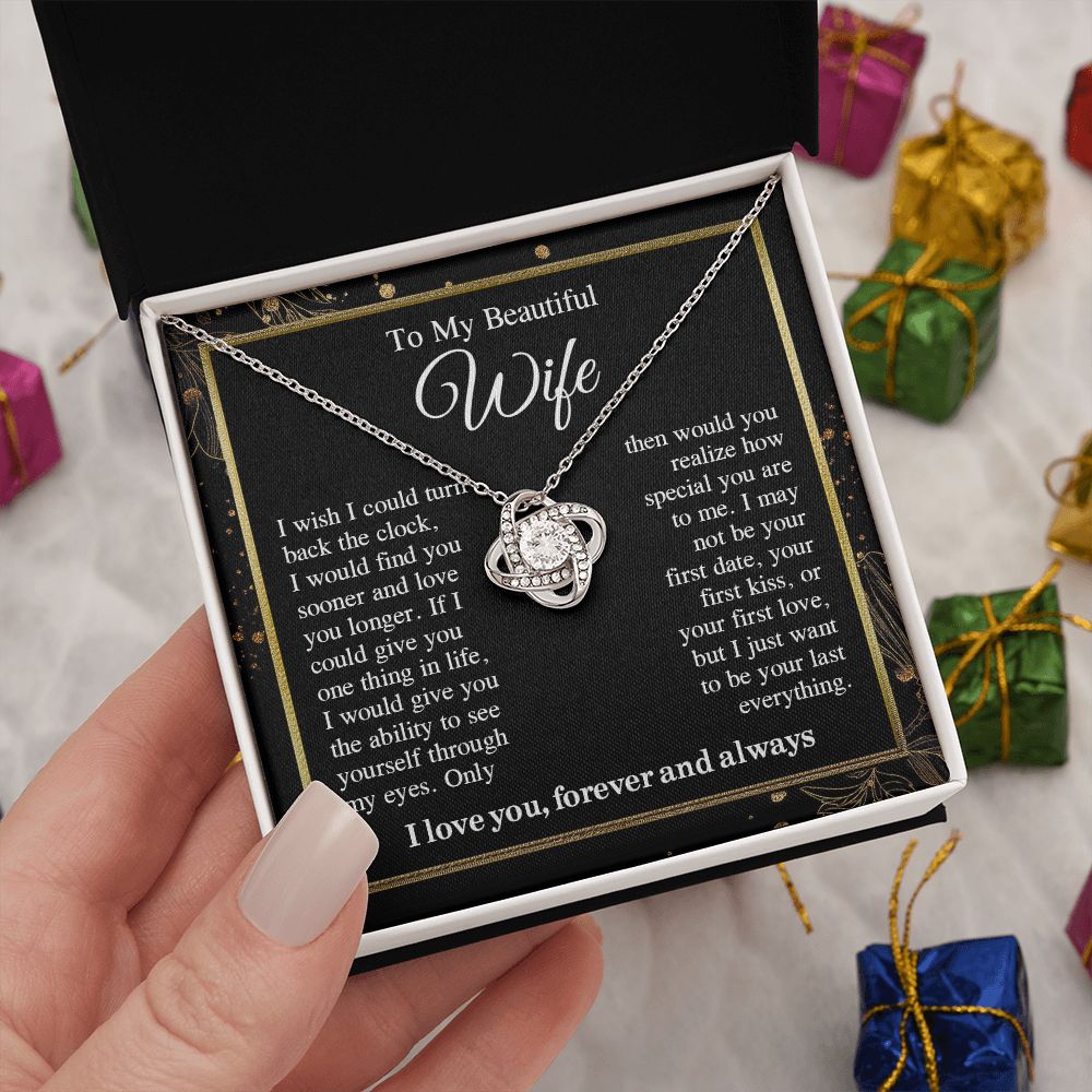 To My Beautiful Soulmate Necklace Gift For Her, Wife Gifts From Husband, Anniversary Gifts For Wife From Husband To My Wife Necklace Message Card and Necklace Gift Box Gift Box Styles on Birthday, Wedding, Anniversary, Valentine Love knot Thang