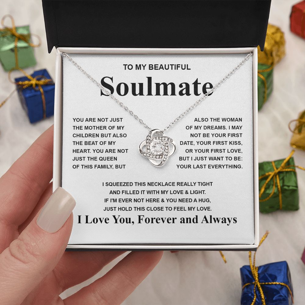 Gifts For Soulmate Birthday Gifts From Husband Necklace Valentines Days, Necklace for Future Soulmate, Valentine Necklace Jewelry for Wife Necklace Gifts from Husband - Soulmate Gift Necklace with Message Card and Gift Box Love knot Thang