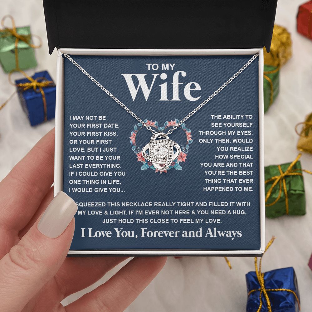 Couples Gifts Necklace To My Soulmate Necklace Birthday Christmas Jewelry Romantic Gift For My Wife Pendant Jewelry with Message Card and Box Necklaces for Women Valentines Day Happy Anniversary Wedding Present Love knot Thang