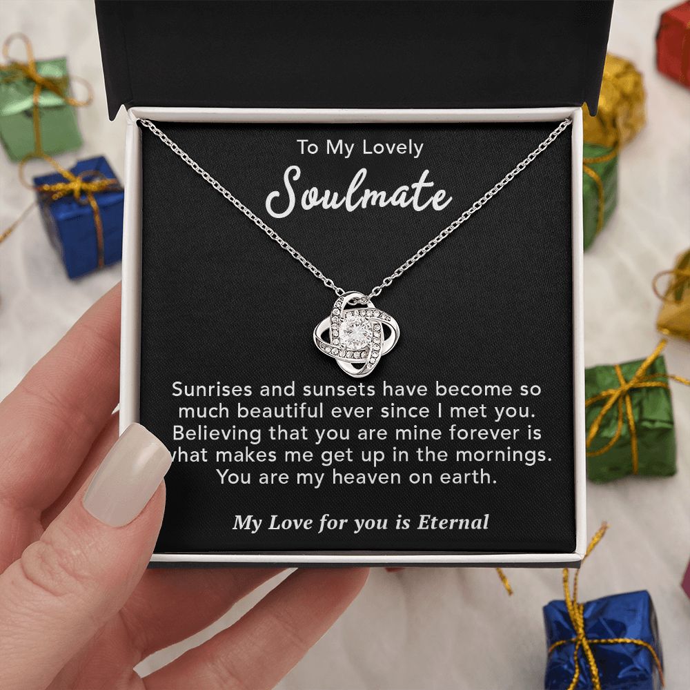 To My Lovely Soulmate Necklace Gift From Husband To My Badass Wife Pendant Valentine Jewelry with Message Card and Gift Box. Gift for Wife. Necklace Gift Set for Wife Necklace Gifts Box Gift Box Styles Love knot Thang