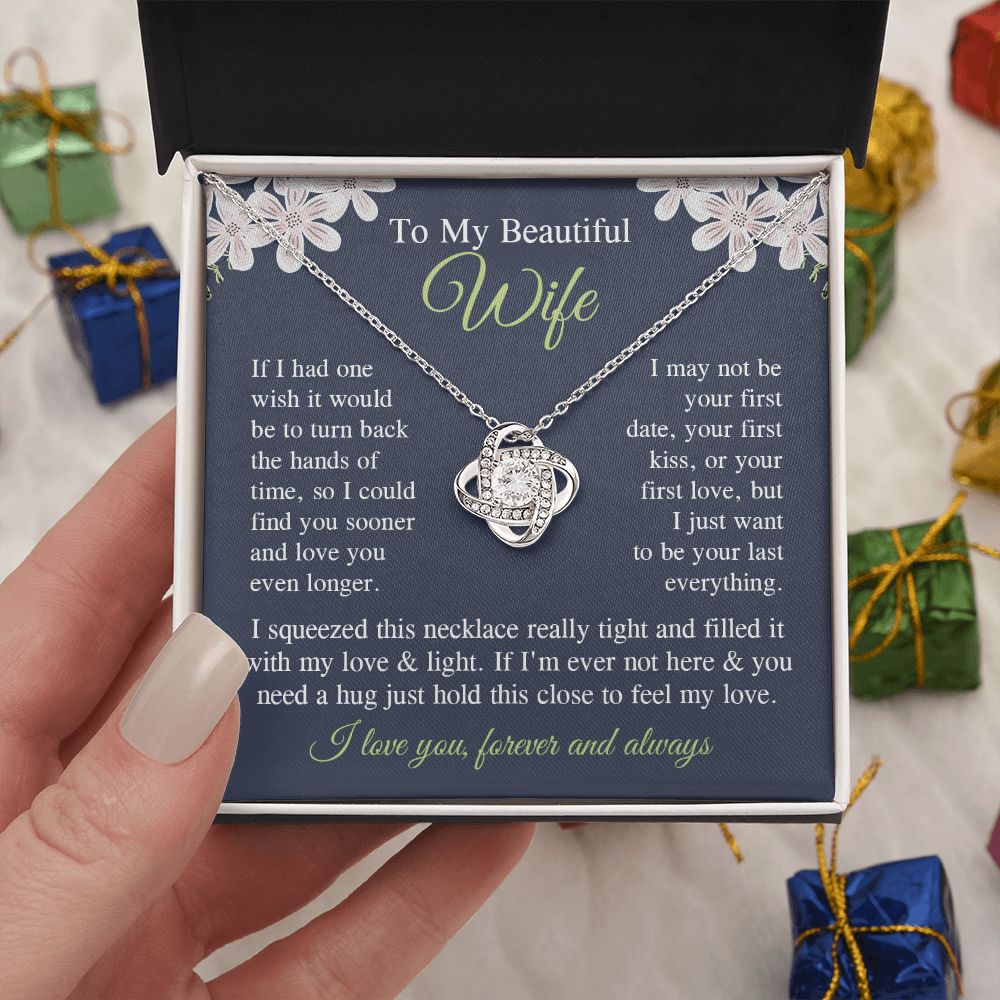 Wife Necklace Gift for Her, Soulmate Jewelry, Necklace for Future Soulmate, Valentine Anniversary Jewelry for Wife Necklace Gifts from Husband - Soulmate Gift Necklace with Message Card and Gift Box Love knot Thang