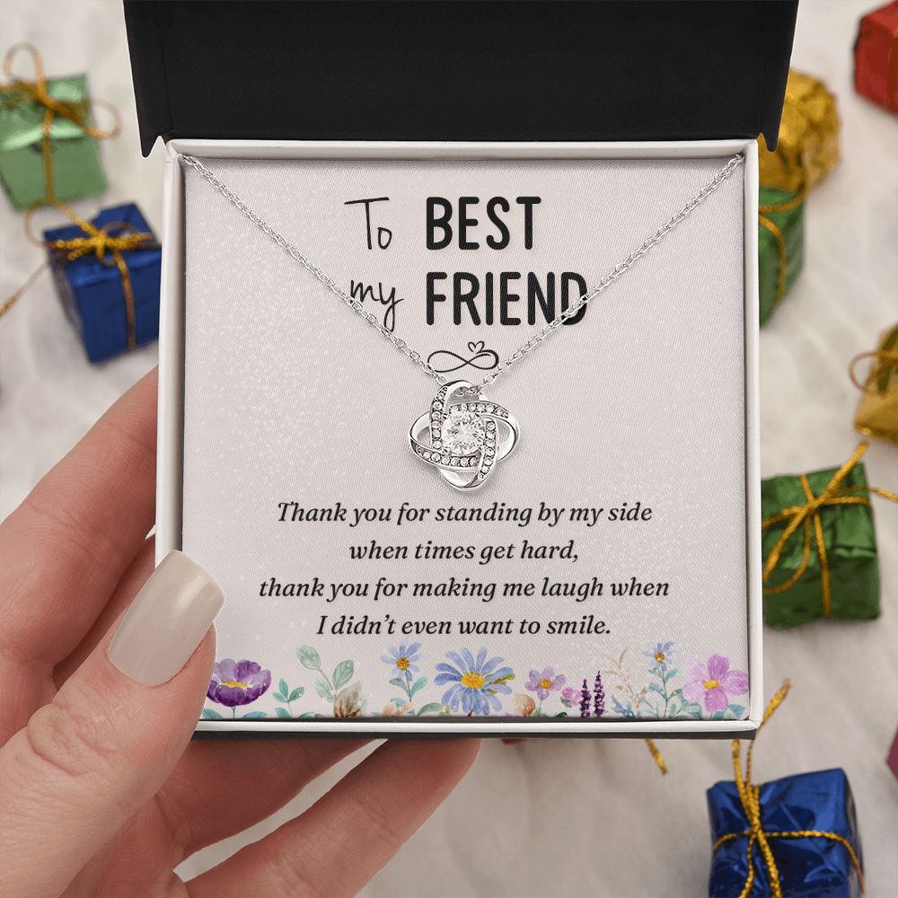 To My Best Friend On Her Wedding Day Necklace, Soul Sisters Necklace, BFF Necklace, Best Friend Gift Jewelry, Long Distance, Friends, Meaningful Necklace Message Card and Gift Box Styles on Birthday, Christmas, Anniversary  Love knot Thang