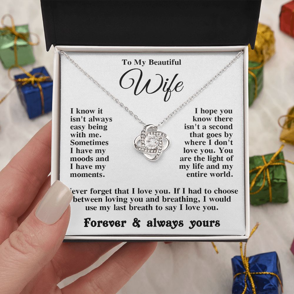 Gifts for Wife Necklace from Husband, Gifts for Wife from Husband, Valentine Gifts for Her Gifts Soulmate Message Card and Necklace Gift Box Gift Box Styles on Birthday, Wedding, Anniversary, Valentine Love knot Thang