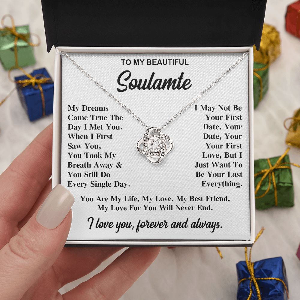 To My Soulmate Necklace Gift for Her, Soulmate Necklace, Necklaces for Wife from Husband, Valentine To My Wife Necklace, Soulmate Gifts, Necklace Message Card and Gift Box Styles on Birthday, Wedding, Anniversary, Valentine Love knot Thang