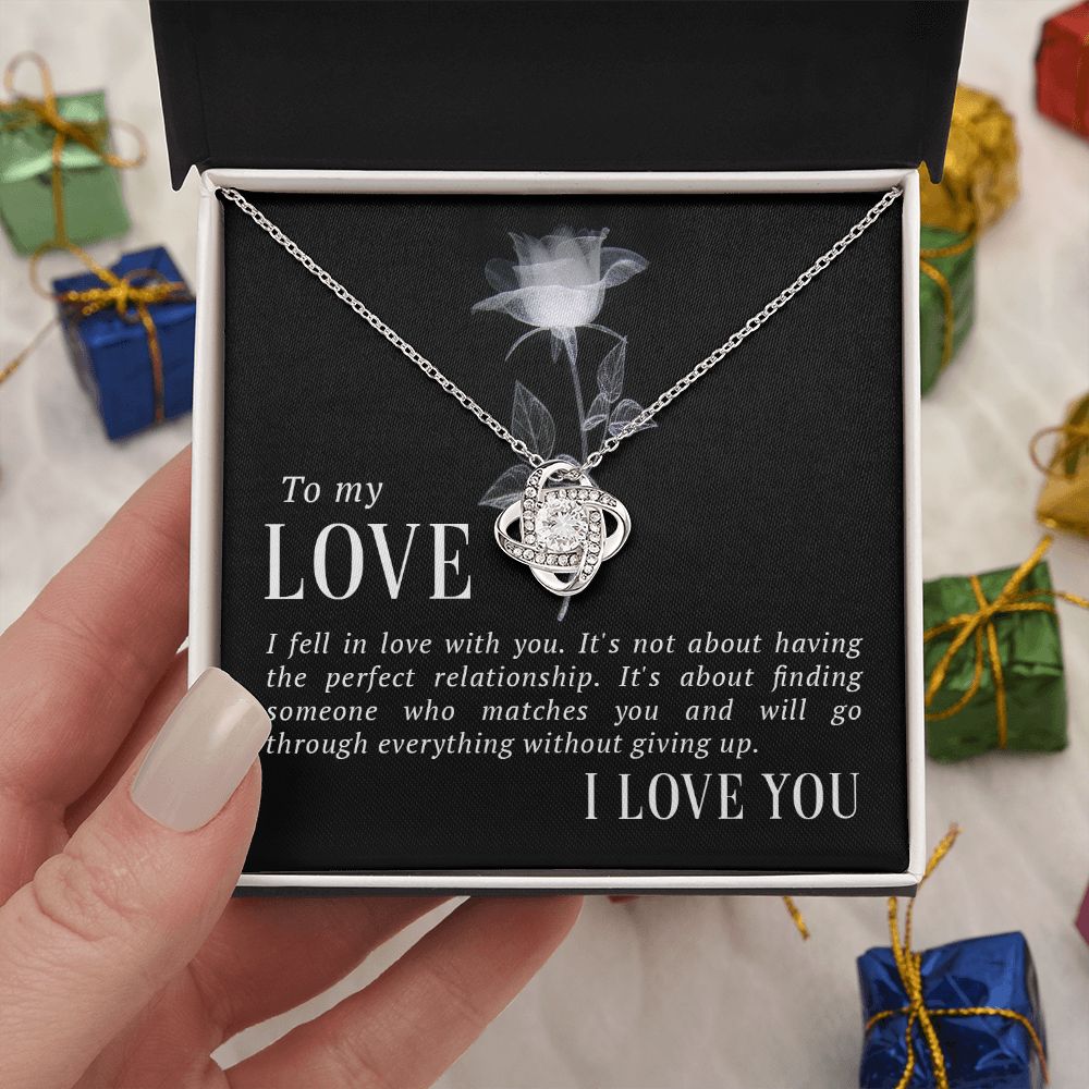 The Love Knot Necklace To My Love Knot Necklace, Happy First anniversary, Unique Gift from Husband, Best Jewelry for Wife, Necklace Message Card and Gift Box Styles on Birthday, Christmas, Anniversary  Love knot Thang