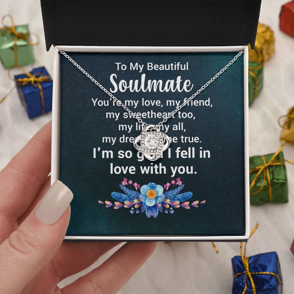 Couples Gifts, Beautiful Soulmate Necklace Gifts From Husband, Wedding Anniversary Jewelry For Wife From Husband, Wife Birthday From Husband, To My Unbiological Sister Message Card and Gift Box styles On Birthday, Christmas, Anniversary  Love knot Thang