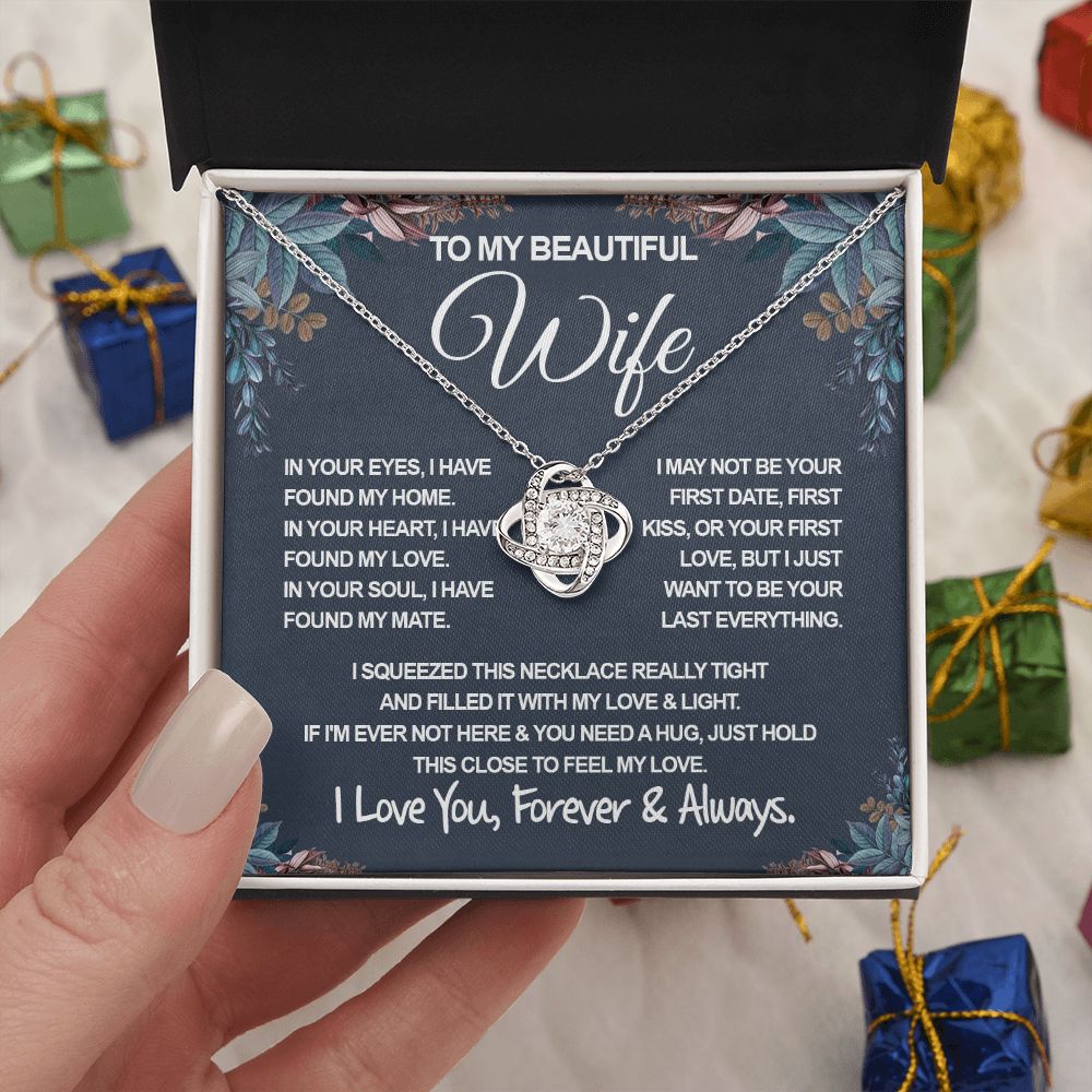 To My Beautiful Wife Necklace, Soulmate Jewelry For Women, Wife Necklace From Husband, Soulmate Wedding Gifts Necklace For Wife, Soulmate Gifts For Her, To My Future Wife Necklace Soulmate Love knot Thang