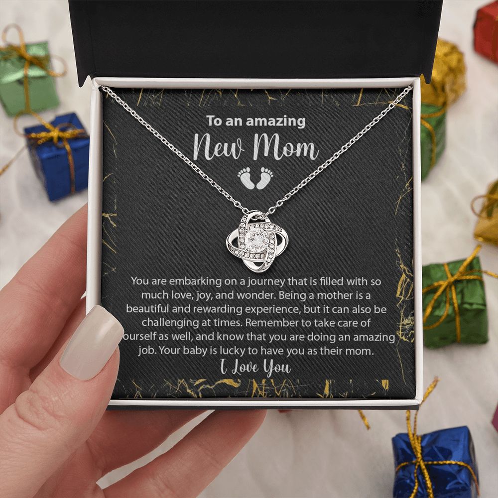 New Mom Gift Jewelry, First Time Mom Gift, Baby Feet Heart Necklace Baby Gift Set, To My Mommy, Gifts for Mom, Baby Shower Gifts, Mommy to be Gifts, Pregnancy Gifts for First Time Moms, Perfect Mother's Day Gift For New Mom LOVE KNOT