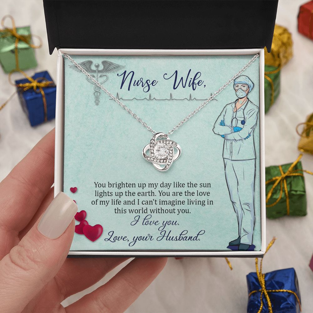 Couples Gifts, Nusre Wife Necklace Gifts From Husband, Wedding Anniversary Jewelry For Wife From Husband, Wife Birthday From Husband, To My Wife Message Card and Gift Box styles On Birthday, Christmas, Anniversary  Love knot Thang