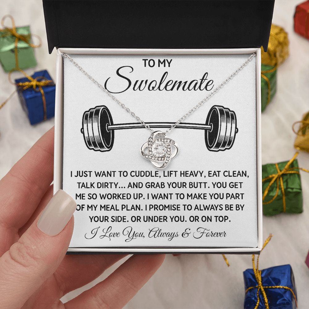 To My Swolemate, Gift For Swolemate Necklace I Love You Always & Forever Jewelry For Best Friend, Valentine Gifts To My Swolemate Necklace Message Card and Gift Box Styles on Birthday, Christmas, Wedding, Anniversary  Love knot Thang