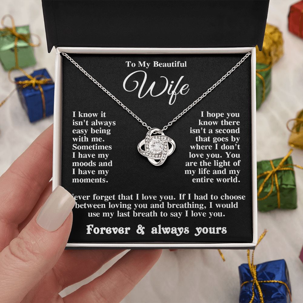Gifts for Wife Necklace from Husband, Gifts for Wife from Husband, Anniversary Gifts for Her Gifts Soulmate Message Card and Necklace Gift Box Gift Box Styles on Birthday, Wedding, Anniversary, Valentine Love knot Thang