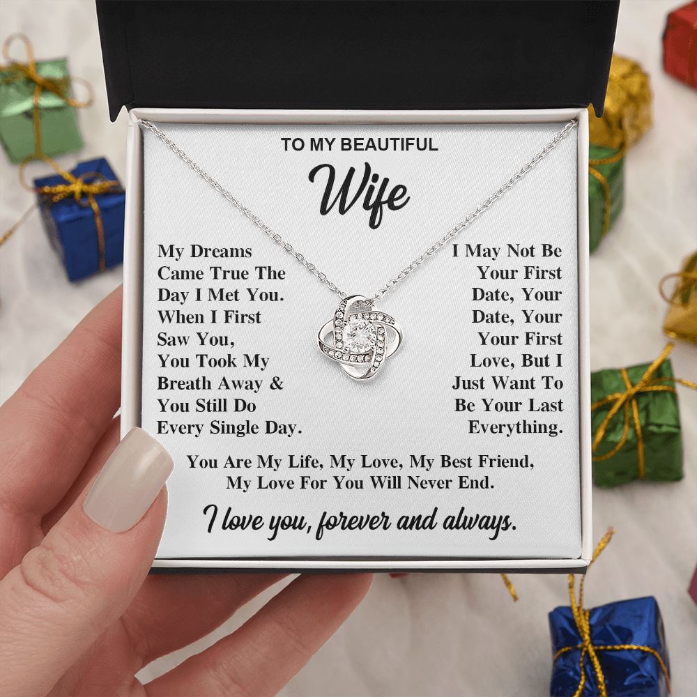 To My Wife Necklace Gift for Her, Soulmate Necklace, Necklaces for Wife from Husband, Valentine To My Wife Necklace, Soulmate Gifts, Necklace Message Card and Gift Box Styles on Birthday, Wedding, Anniversary, Valentine Love knot Thang