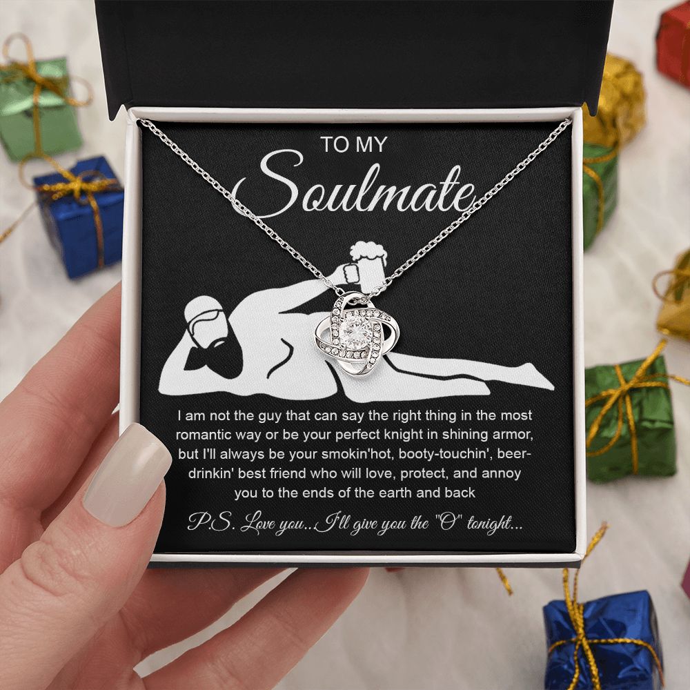 To My Soulmate Necklace For Women, Funny Gifts For Girlfriend,Valentine Christmas Presents For Girlfriend, Best Birthday Meaningful Gift Ideas For Wife, Women Romantic Jewelry For Her Anniversary Message Card and Gift Box Styles Love knot Thang