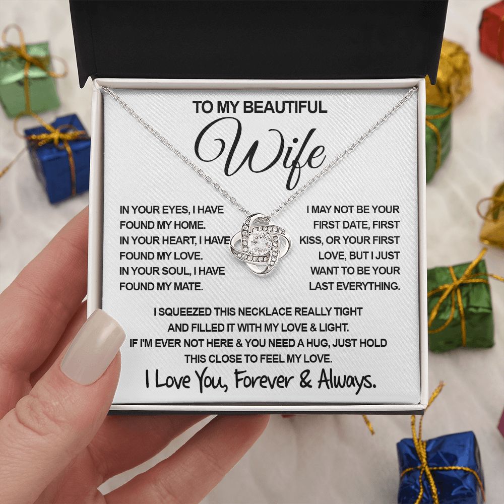 To My Beautiful Wife Necklace, Soulmate Jewelry For Women, Wife Necklace From Husband, Soulmate Birthday Gifts Necklace For Wife, Soulmate Gifts For Her, To My Future Wife Necklace Soulmate Love knot Thang