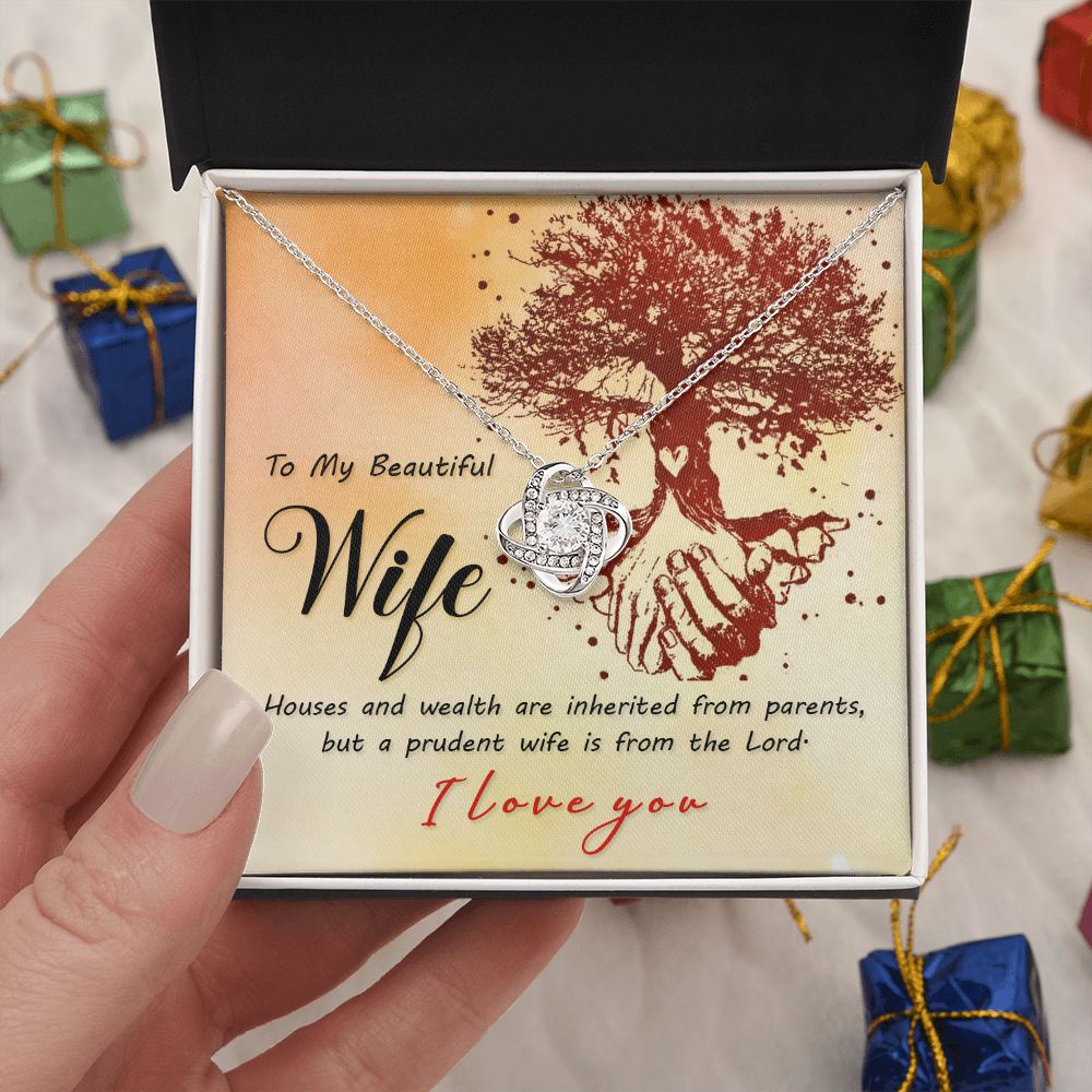 Couples Gifts, Beautiful Wife Necklace Gifts From Husband, Wedding Anniversary Jewelry For Wife From Husband, Wife Birthday From Husband, To My Soulmate Message Card and Gift Box styles On Birthday, Christmas, Anniversary  Love knot Thang