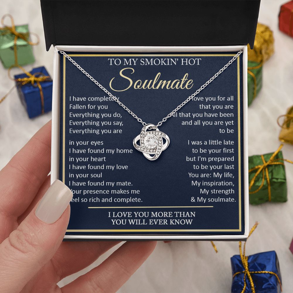 Couples Gifts, To My Smokin Hot Wife Necklace Gifts From Husband, Wedding Anniversary For Wife From Husband, To My Beautiful Wife, Necklace Custom Name Message Card and Gift Box Styles on Birthday, Christmas, Wedding, Anniversary Love knot Thang