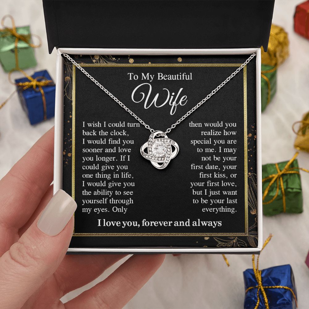 To My Beautiful Soulmate Necklace Gift For Her, Wife Gifts From Husband, Anniversary Gifts For Wife From Husband To My Wife Necklace Message Card and Necklace Gift Box Gift Box Styles on Birthday, Wedding, Anniversary, Valentine Love knot Thang