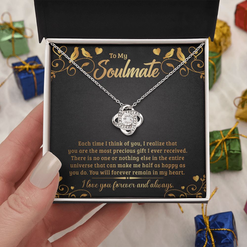 Couples Gifts, My Soulmate Necklace Gifts From Husband, Wedding Anniversary Jewelry For Wife From Husband, Wife Birthday From Husband, To My Soulmate Message Card and Gift Box styles On Birthday, Christmas, Anniversary  Love knot Thang