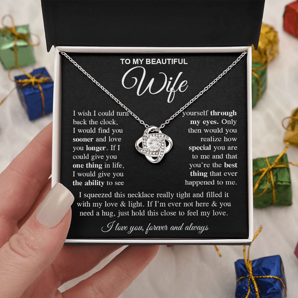 To My Soulmate Necklace Gift for Her, Wife Gifts From Husband, Necklaces For Wife From Husband To My Soulmate Necklace Message Card and Necklace Gift Box Gift Box Styles on Birthday, Wedding, Anniversary, Valentine Love knot Thang