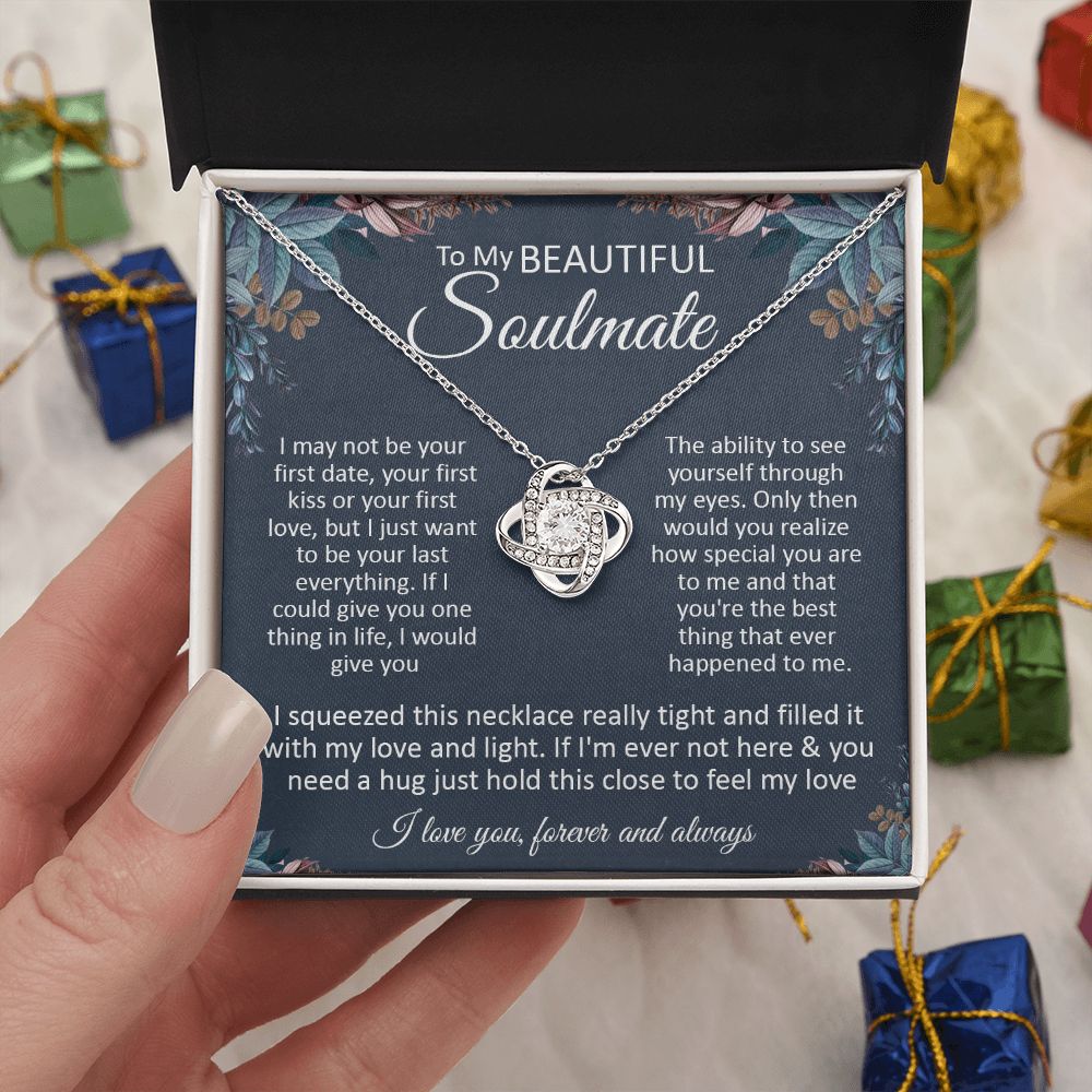 Couples Gifts, To My Dear Wife Necklace Gifts From Husband, Wedding Anniversary Jewelry For Wife From Husband, Wife Birthday From Husband, Necklace Custom Name Message Card and Gift Box Styles on Birthday, Christmas, Wedding, Anniversary\ Love knot Thang