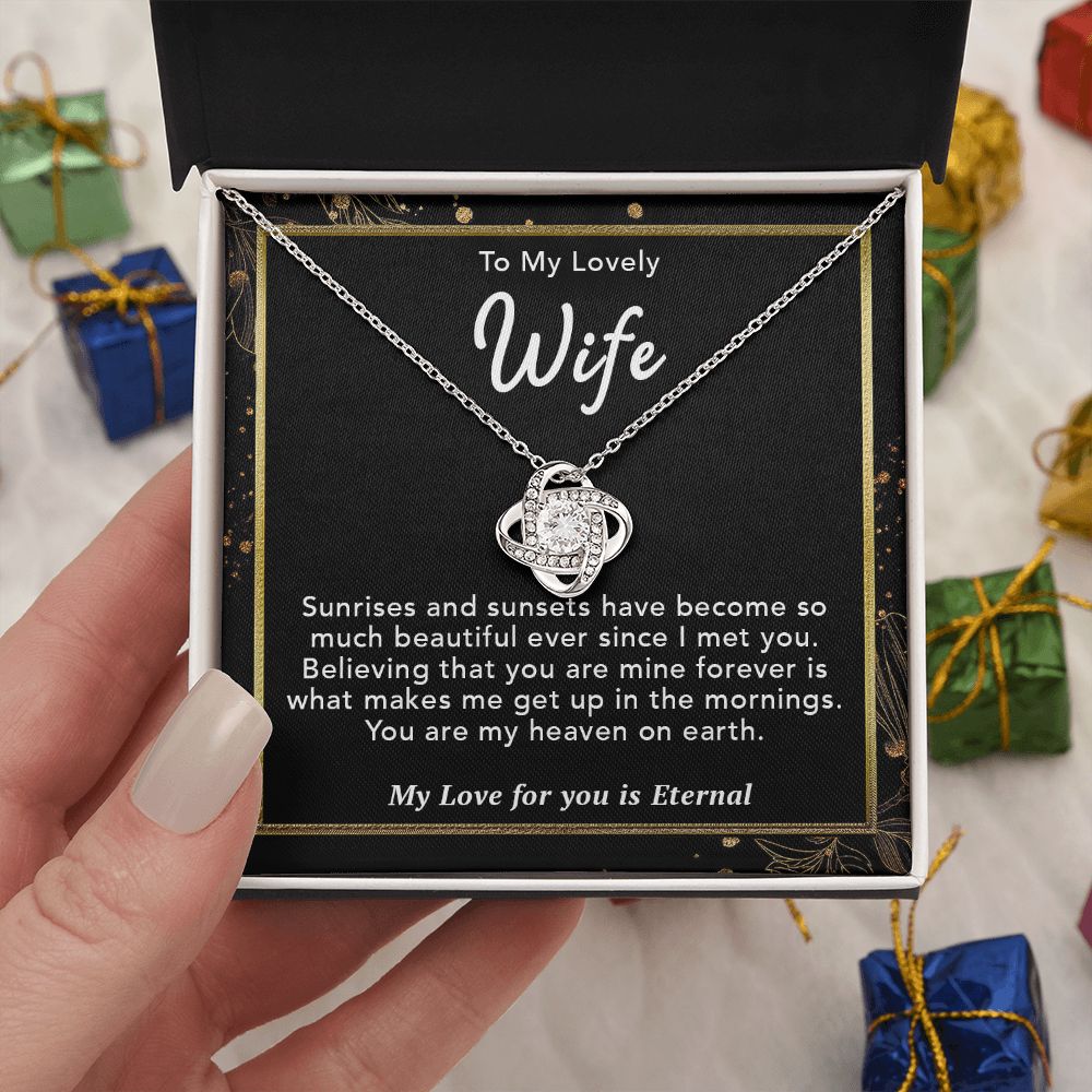 To My Lovely Wife Necklace Gift From Husband To My Badass Wife Pendant Jewelry with Message Card and Gift Box. Gift for Wife. Necklace Gift Set for Wife Necklace Gifts Box Gift Box Styles Love knot Thang