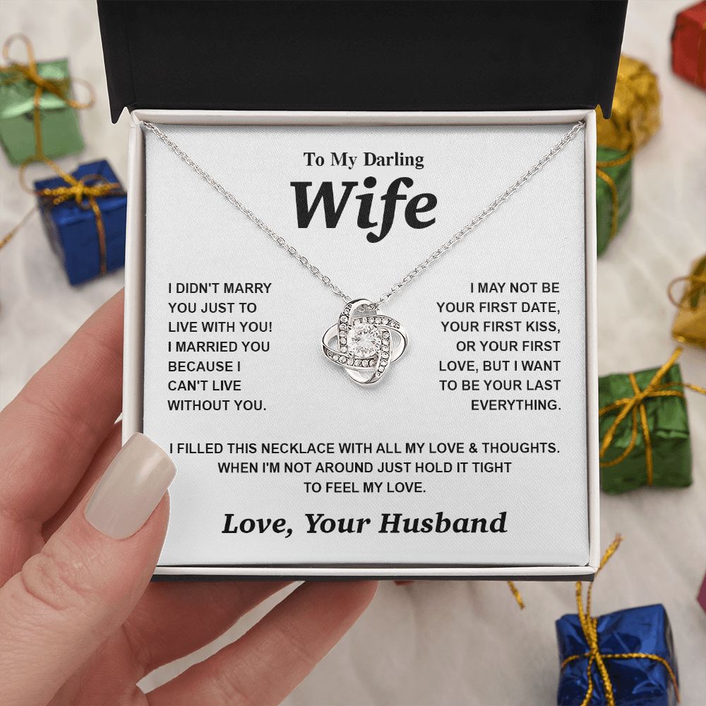 Valentine Gifts for Wife Necklace from Husband- Gifts for Wife from Husband, Birthday Gifts for Her Gifts Soulmate Message Card and Necklace Gift Box Gift Box Styles on Birthday, Wedding, Anniversary, Valentine Love knot Thang