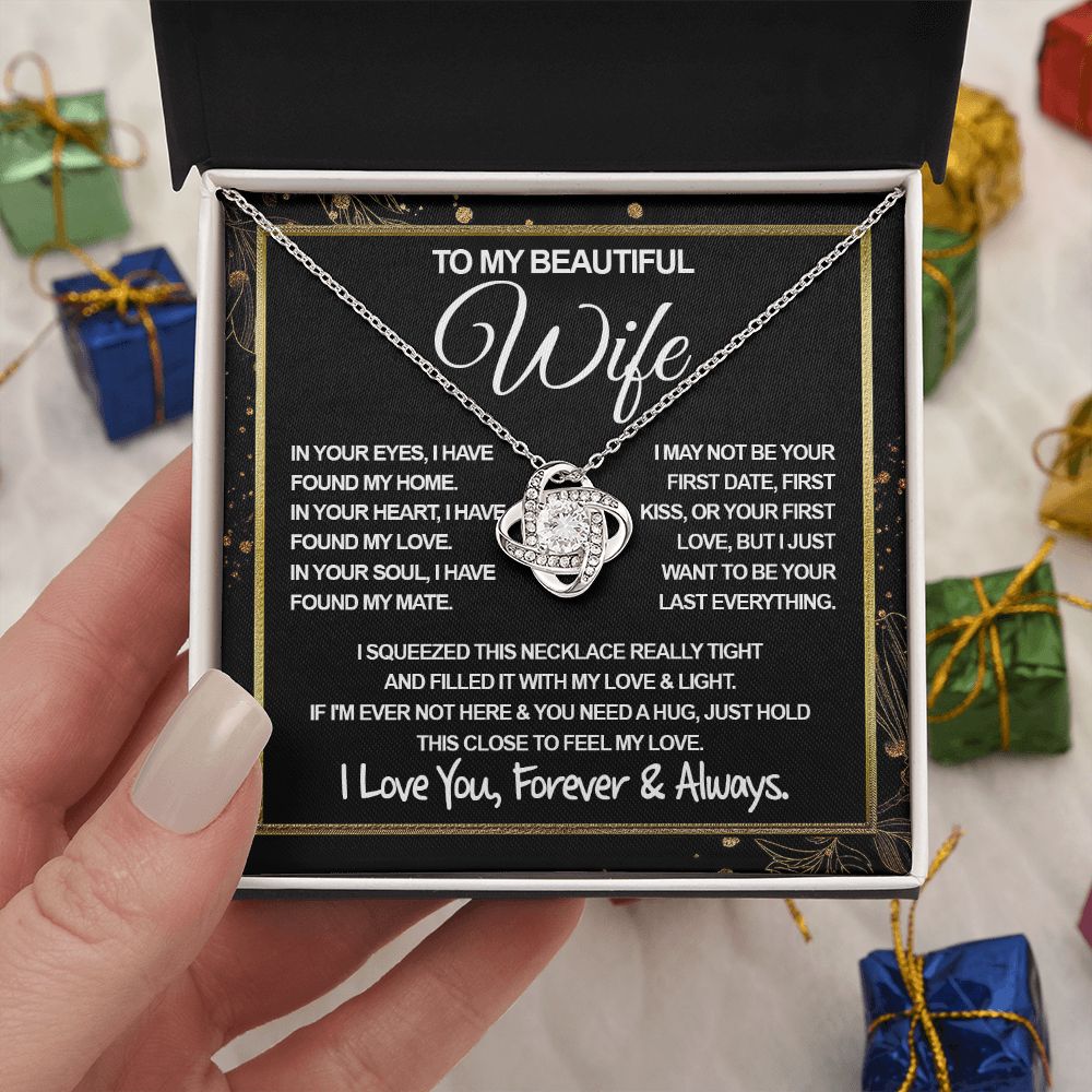 To My Beautiful Wife Necklace, Soulmate Jewelry For Women, Wife Necklace From Husband, Soulmate Gifts Necklace For Wife, Soulmate Gifts For Her, To My Future Wife Necklace Soulmate Love knot Thang