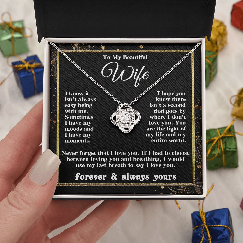 Gifts for Wife Necklace from Husband, Gifts for Wife from Husband, Birthday Gifts for Her Gifts Soulmate Message Card and Necklace Gift Box Gift Box Styles on Birthday, Wedding, Anniversary, Valentine Love knot Thang