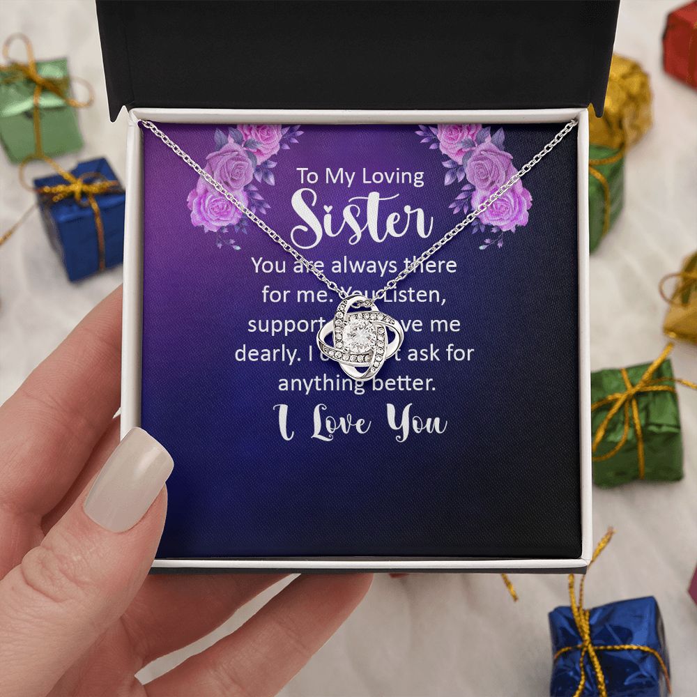Couples Gifts, Loving Sister Necklace Gifts From Husband, Wedding Anniversary Jewelry For Wife From Husband, Wife Birthday From Husband, To My Unbiological Sister Message Card and Gift Box styles On Birthday, Christmas, Anniversary  Love knot Thang