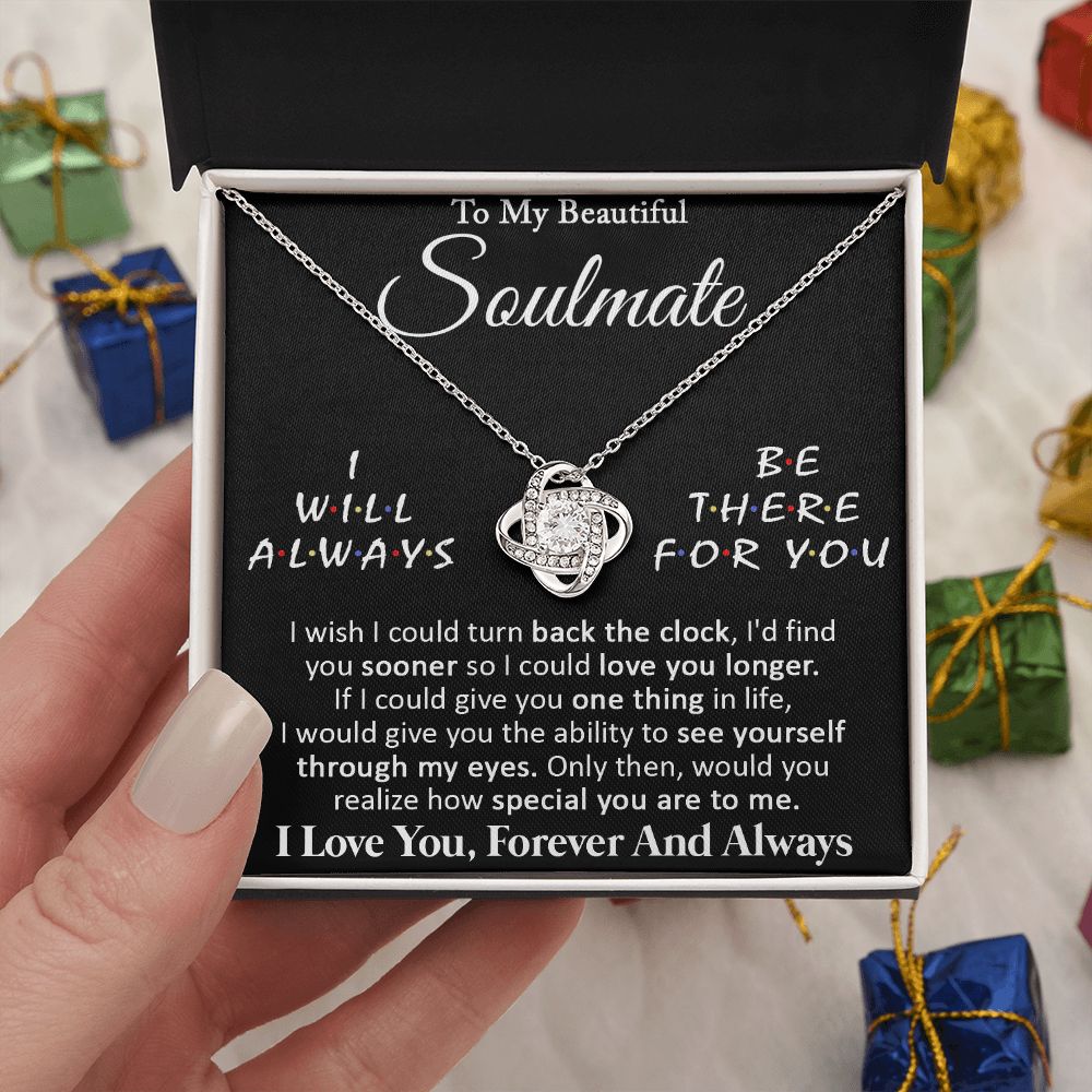 Couples Gifts, To My Beautiful Soulmate Necklace Gifts From Husband, Wedding Anniversary For Wife From Husband, To My Beautiful Wife, Necklace Custom Name Message Card and Gift Box Styles on Birthday, Christmas, Wedding, Anniversary Love knot Thang