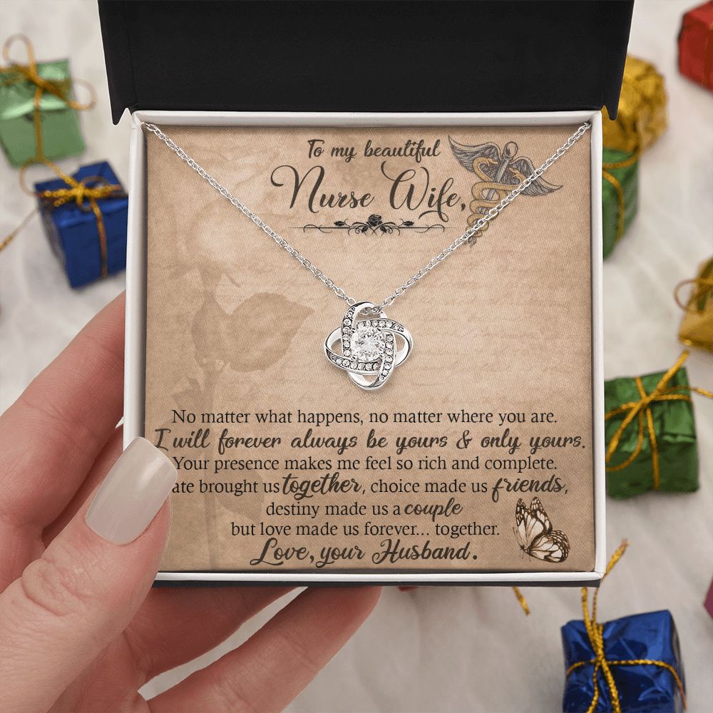 Couples Gifts, Nusre Wife Necklace Gifts From Husband, Wedding Anniversary Jewelry For Wife From Husband, Wife Birthday From Husband, To My Soulmate Message Card and Gift Box styles On Birthday, Christmas, Anniversary  Love knot Thang