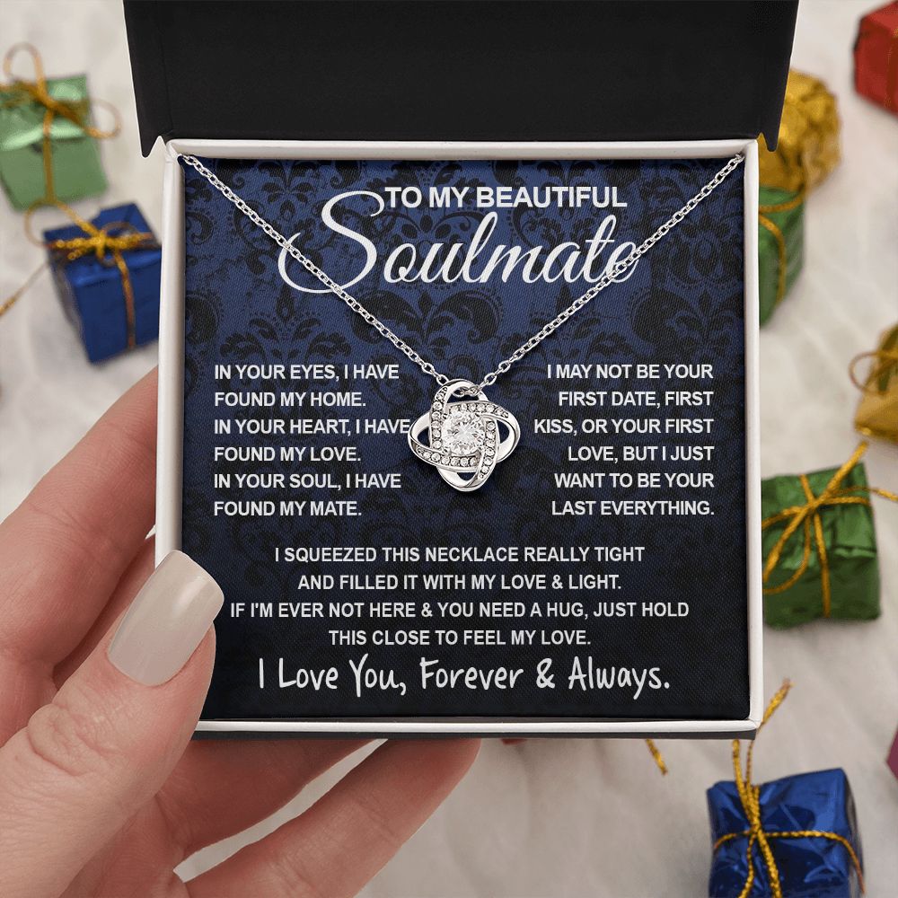 To My Beautiful Soulmate Necklace, Soulmate Jewelry For Women, Wife Necklace From Husband, Wife Anniversary Gifts Necklace For Wife, Soulmate Gifts For Her, To My Future Wife Necklace Soulmate Love knot Thang