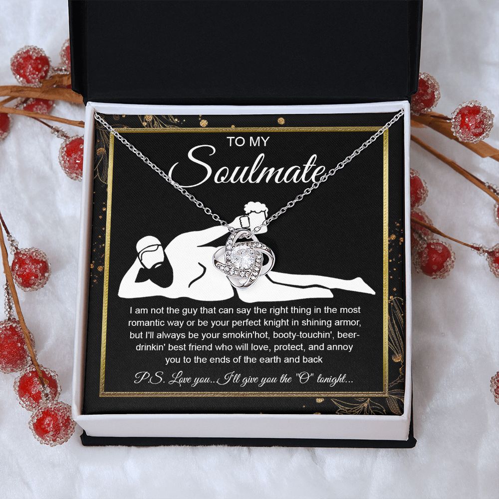 To My Soulmate Necklace For Women, Funny Gifts For Girlfriend,Valentine Christmas Presents For Girlfriend, Best Birthday Meaningful Gift Ideas For Wife, Women Romantic Jewelry For Her Wedding Message Card and Gift Box Styles Love knot Thang