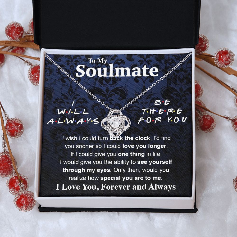 To My Soulmate Necklace To My Future Wife Necklace Gifts, Promise Necklace For Her, Fiance Gifts For Her, Valentine Necklace Gifts For Soulmate From Husband With Message Card Box LED, Soulmate Necklace For Women, To My Wife Necklace Love knot Thang