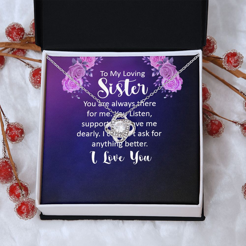 Couples Gifts, Loving Sister Necklace Gifts From Husband, Wedding Anniversary Jewelry For Wife From Husband, Wife Birthday From Husband, To My Unbiological Sister Message Card and Gift Box styles On Birthday, Christmas, Anniversary  Love knot Thang