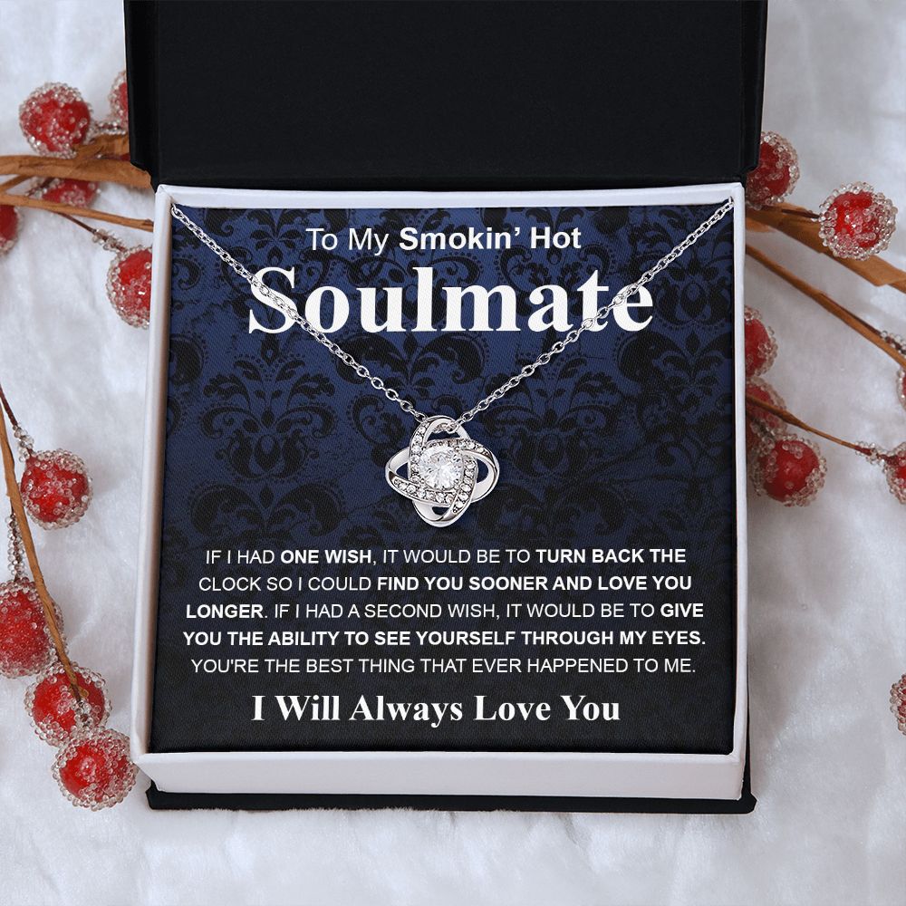 Gifts For Soulmate Birthday Gifts From Husband Necklace Valentines Day, Necklace for Future Soulmate, Wedding Valentine Jewelry for Wife Necklace Gifts from Husband - Soulmate Gift Necklace with Message Card and Gift Box Love knot Thang