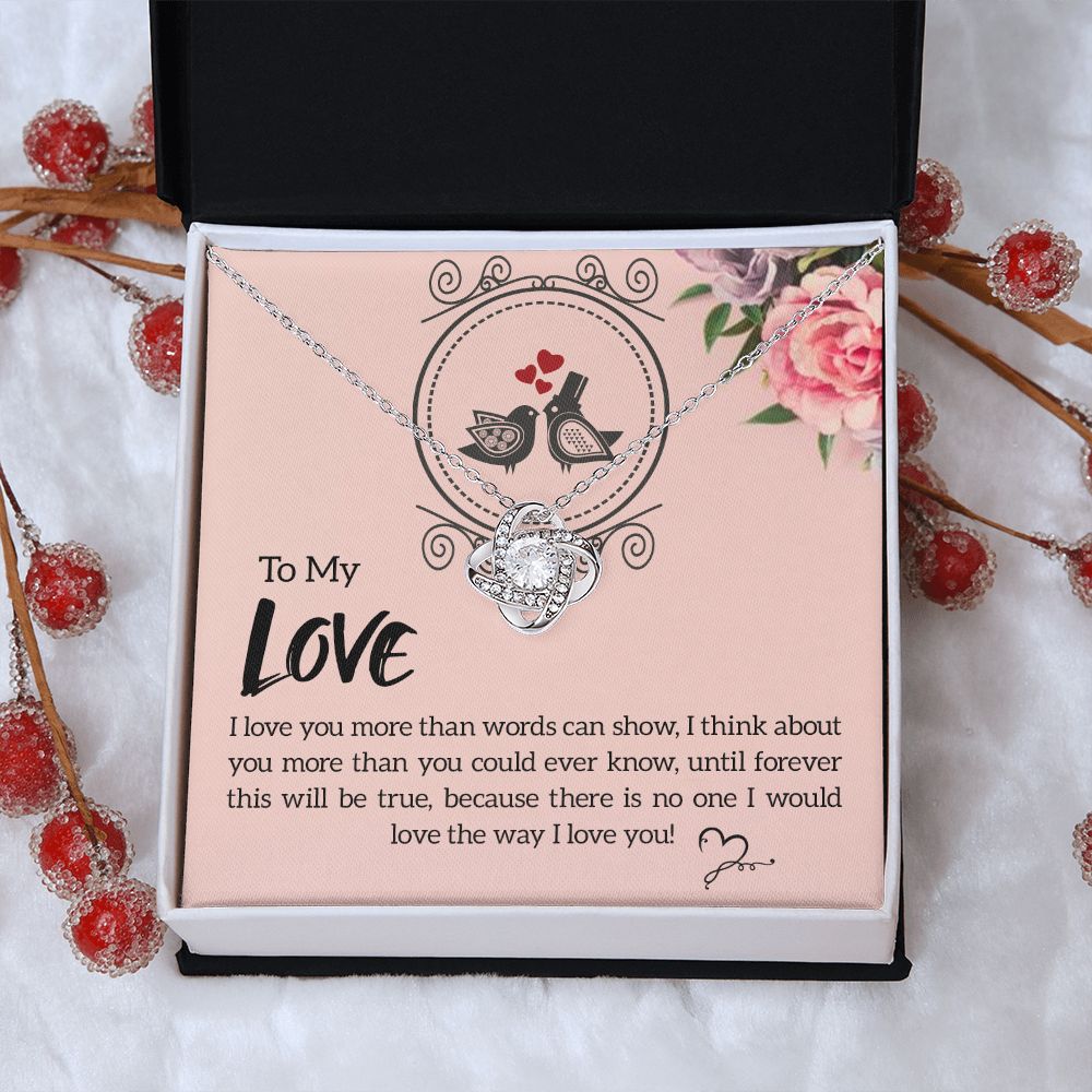 The Love Knot Necklace To My Love Knot Necklace, Happy First anniversary, Unique Gift from Husband, Best Jewelry for Wife, Dear Wife, Necklace Message Card and Gift Box Styles on Birthday, Christmas, Anniversary  Love knot Thang