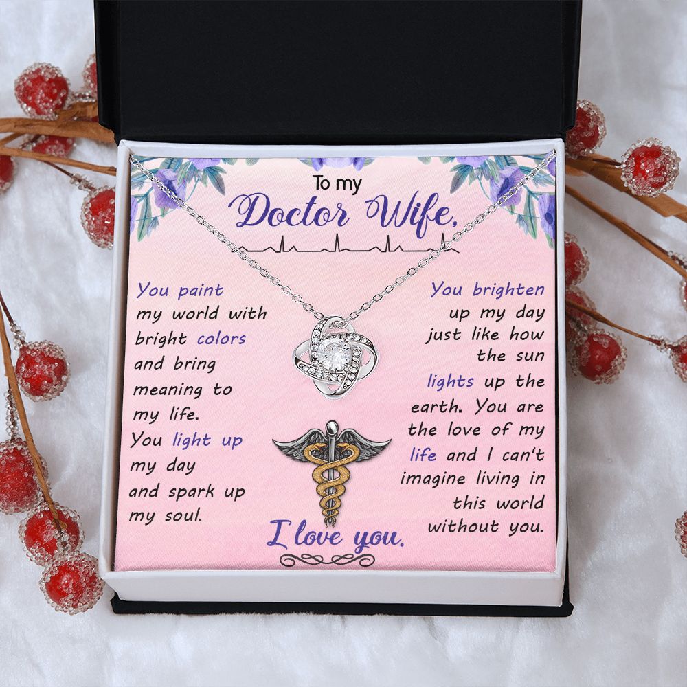 Couples Gifts, Doctor Wife Girlfriend Necklace Gifts From Husband, Wedding Anniversary Jewelry For Wife From Husband, Wife Birthday From Husband, To My Beautiful Wife Girlfriend Message Card and Gift Box styles On Birthday, Christmas, Anniversary  Love kn