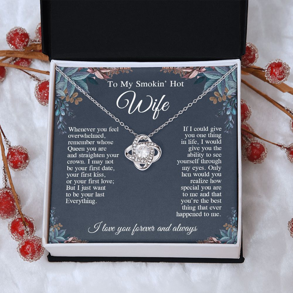 To My Beautiful Soulmate Necklace, Valentine Anniversary Jewelry Gifts for Women, Anniversary Gifts For Wife From Husband To My Wife Necklace Message Card and Necklace Gift Box Gift Box Styles on Birthday, Wedding, Anniversary, Valentine Love knot Thang