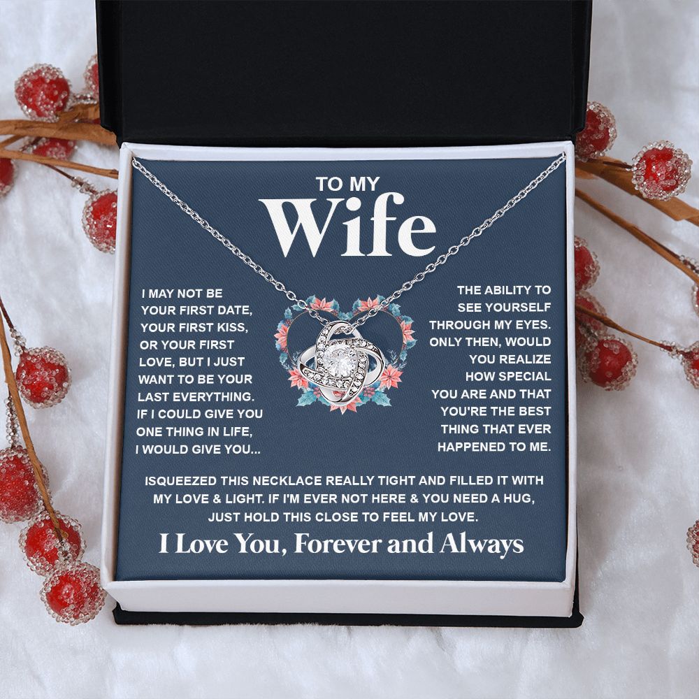 Couples Gifts Necklace To My Soulmate Necklace Birthday Christmas Jewelry Romantic Gift For My Wife Pendant Jewelry with Message Card and Box Necklaces for Women Valentines Day Happy Anniversary Wedding Present Love knot Thang