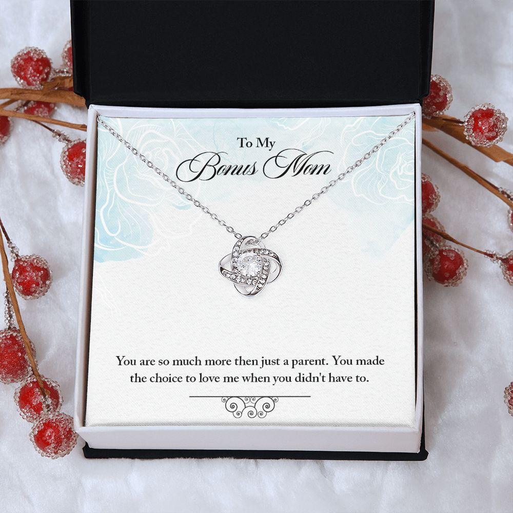 My Bonus Mom Necklace, Dear Mom, Mother's Day Necklace, Gift for Mom from Daughter, Son, Amazing Mom, Perfect Mother Mother's Day Gift, Love Knot Necklace Message Card and Gift Box Styles on Birthday, Christmas, Anniversary  Love knot Thang
